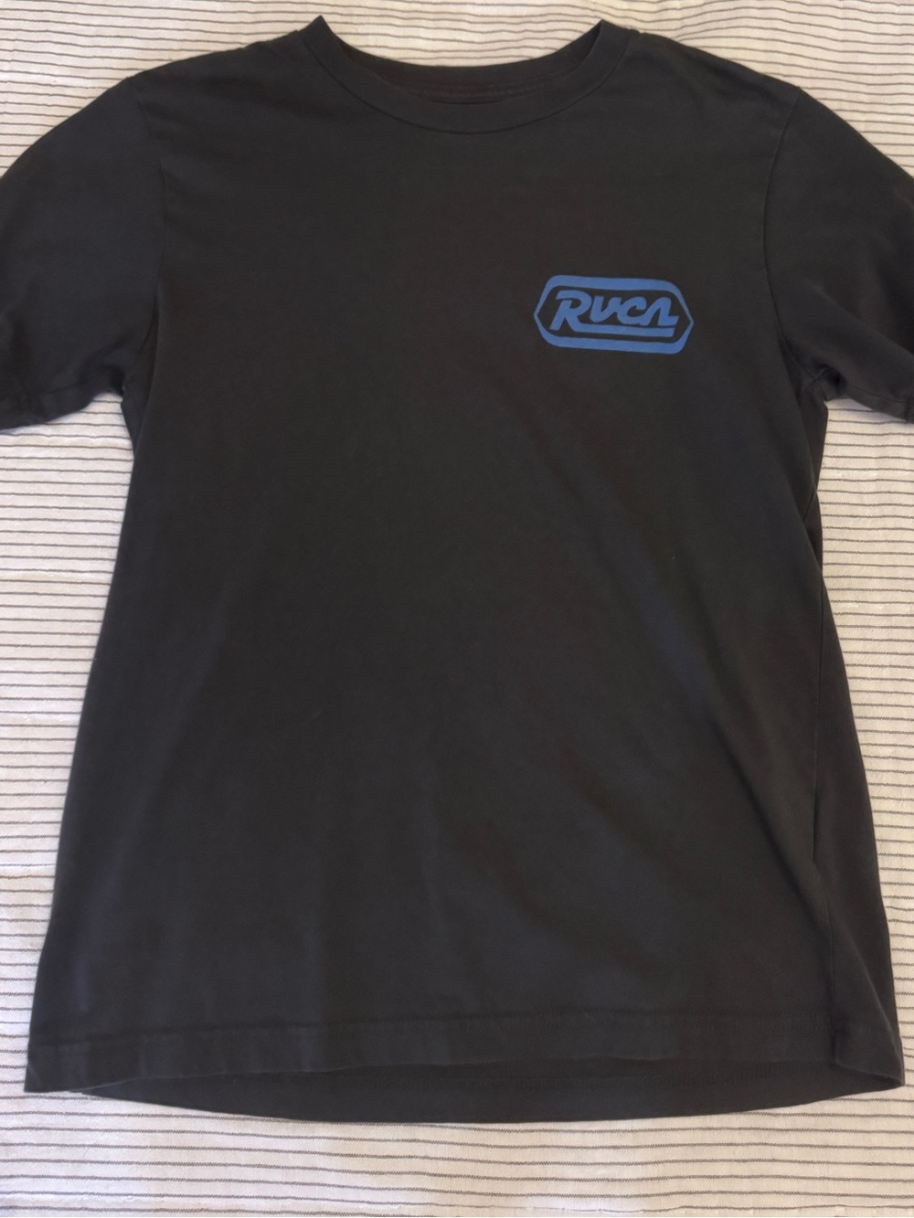 RVCA Black Short Sleeve Tee with Blue Logo